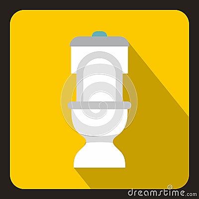 White toilet bowl icon, flat style Vector Illustration