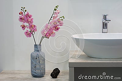 White top washbasin Stock Photo