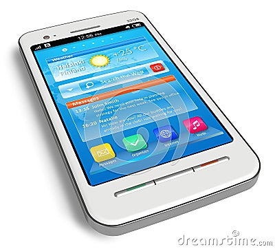 White touchscreen smartphone Stock Photo