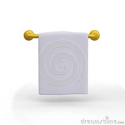 White towel on horizontal gold hanger. Moisture wicking cloth Vector Illustration