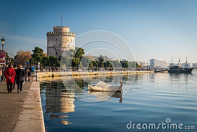 The white tower, Thessaloniki city, Greece Editorial Stock Photo