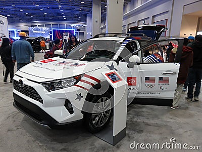 White Toyota SUV at the Auto Show Editorial Stock Photo