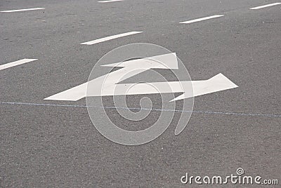 White Traffic sign fork arrows Stock Photo