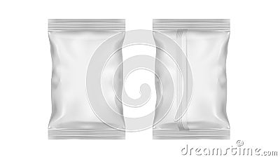 White Transparent Foil Pack For Snack, Chips, Candy Or Other Food Stock Photo