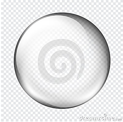 White transparent glass sphere with glares and highlights Vector Illustration