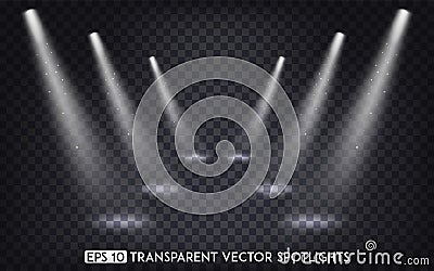 White Transparent Vector Spot Lights / Spotlights Effect For Party, Scene, Stage,Gallery or Holiday Design Vector Illustration