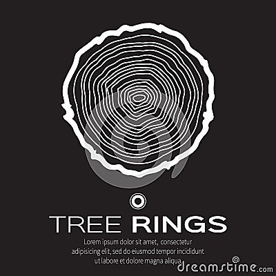 White Tree rings background and saw cut tree trunk , forestry and sawmill. Cartoon Illustration
