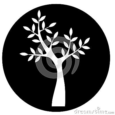 Tree vector in black circle Vector Illustration