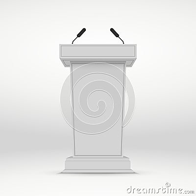 White Tribune Rostrum Stand Vector Illustration