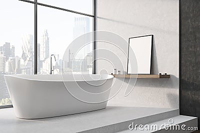 White tub, white room, window, side Stock Photo