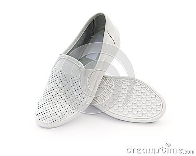White unisex leather shoes Stock Photo
