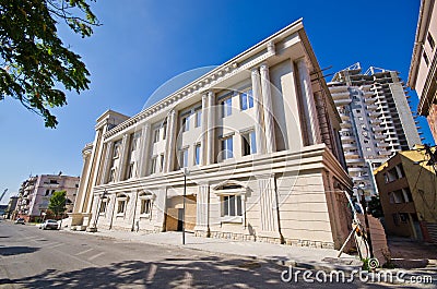 White university building in Durres, Albania Stock Photo