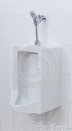 White urinals install Stock Photo