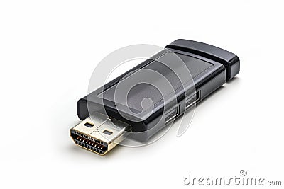 White usb flash drive isolated on the white background. Neural network ai generated Stock Photo