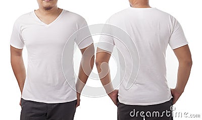 White V-Neck Shirt Design Template Stock Photo