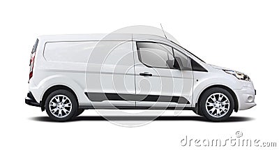 Ford Transit Connect white van isolated on white background Stock Photo