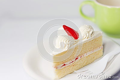 White vanilla cake with strawberry Stock Photo