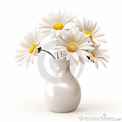 Photorealistic Daisy In Modern Mat Ceramic Vase Stock Photo