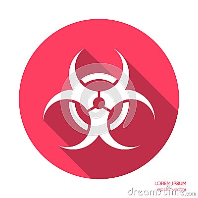 White vector biohazard icon long shadow design Vector Illustration