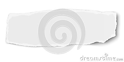 White vector elongate paper tear wisp with soft shadow isolated Vector Illustration