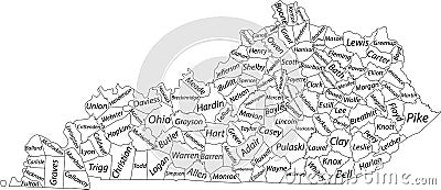 White counties map of Kentucky, USA Vector Illustration