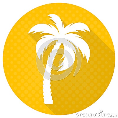 White vector palm tree round flat icon Vector Illustration