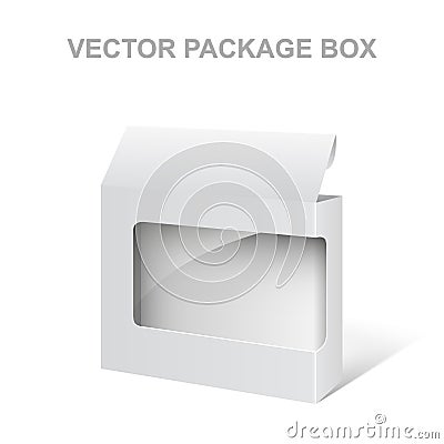 White Vector Product Package Box With Window Vector Illustration