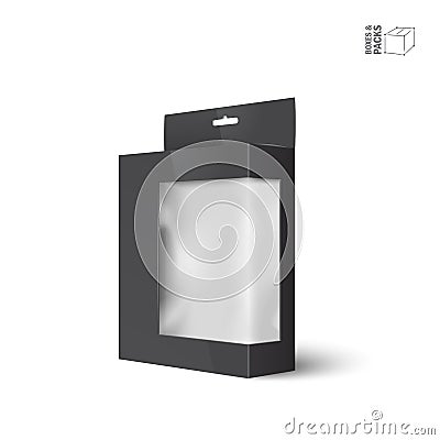 White vector product package box with window Vector Illustration
