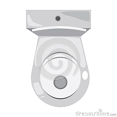 A single toilet bowl isolated on white background top view, a vector stock 3D object for WC room for design Vector Illustration