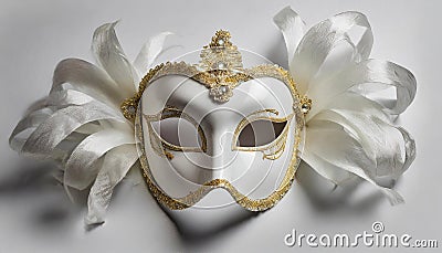 White Venetian carnival mask, masquerade trappings, party outfit, festive costume Stock Photo