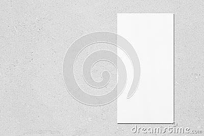 white vertical rectangle price-list or menu mockup on grey concrete background Stock Photo