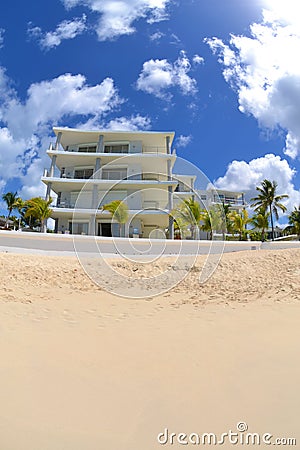 White Villa on a Tropical Caribbean Island Stock Photo