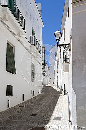 White village alley, Andalusia, Spain Stock Photo