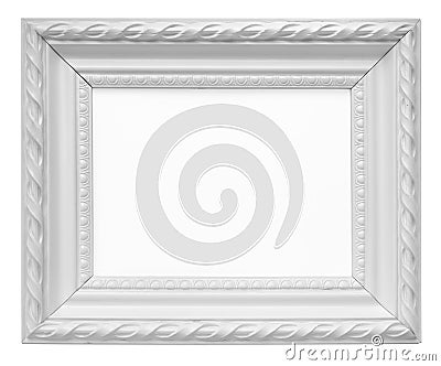 White vintage art frame isolated on white background Stock Photo