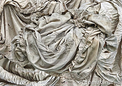 White vintage crumpled fabric drape Stock Photo