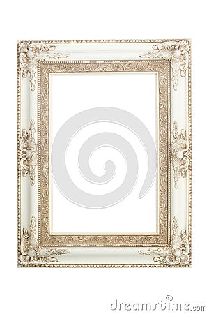 White vintage frame isolated on white background Stock Photo