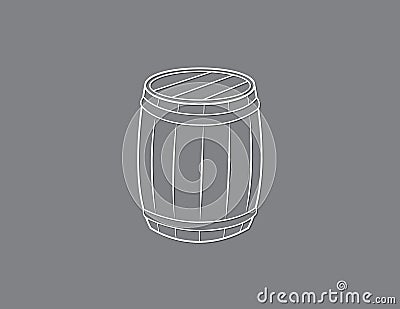 A white vintage wooden barrel to store valuable things on black background vector illustration Vector Illustration