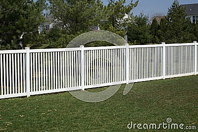 White vinyl fence Stock Photo