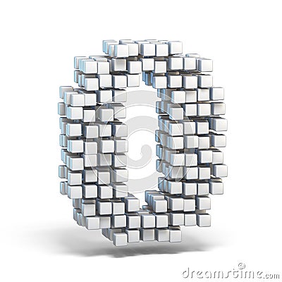 White voxel cubes font Number 0 ZERO 3D Cartoon Illustration