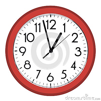 White wall clock. Isolated on white background. Stock Photo