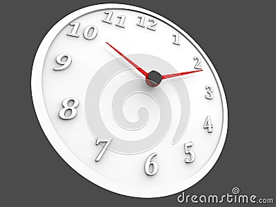 White wall clock with red dials Stock Photo