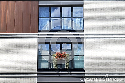 White wall of the contemporary building with balkon Stock Photo