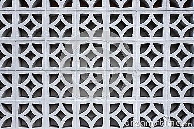 White wall design Architecture details Geometric Pattern. Square and round, architectural concrete cinder blocks Stock Photo