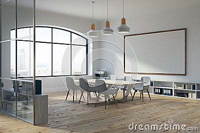 White wall meeting room interior, side view Stock Photo