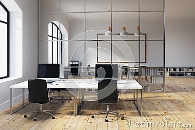 White wall open office interior Stock Photo