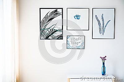 White wall with pictures Stock Photo