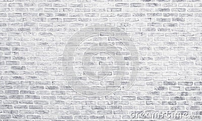 White washed brick wall texture. Light grey rough brickwork. Whitewashed vintage background Stock Photo