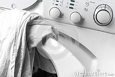 White Washing Machine Closeup Stock Photo