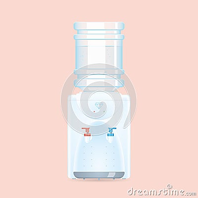 White water cooler with blue transparent bottle with water. Realistic vector illustration Vector Illustration