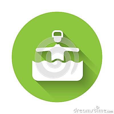 White Water gymnastics icon isolated with long shadow background. Green circle button. Vector Vector Illustration